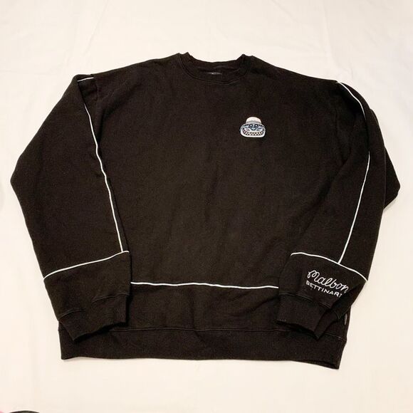 New Malbon Golf Bettinardi size L Fat Cat Blue Black Colorway Crew Neck Rare - Picture 1 of 10